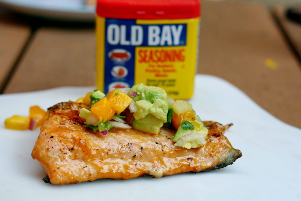 Honey Old Bay Glazed Salmon with Pineapple Mango Salsa